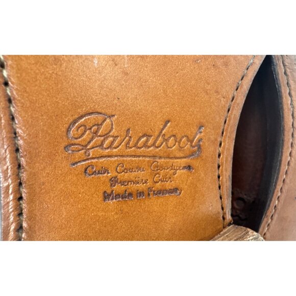 PARABOOT Dress Shoes Mens 7 Brown Wingtip Flap Cuir Cousu Goodyear France - Picture 15 of 15
